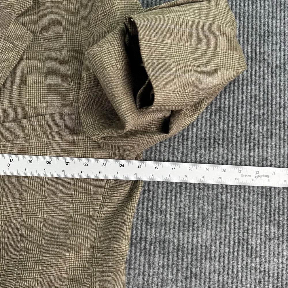Jos A Bank Sport Coat 50L Brown Glen Plaid Windowpane Wool Blazer Classic